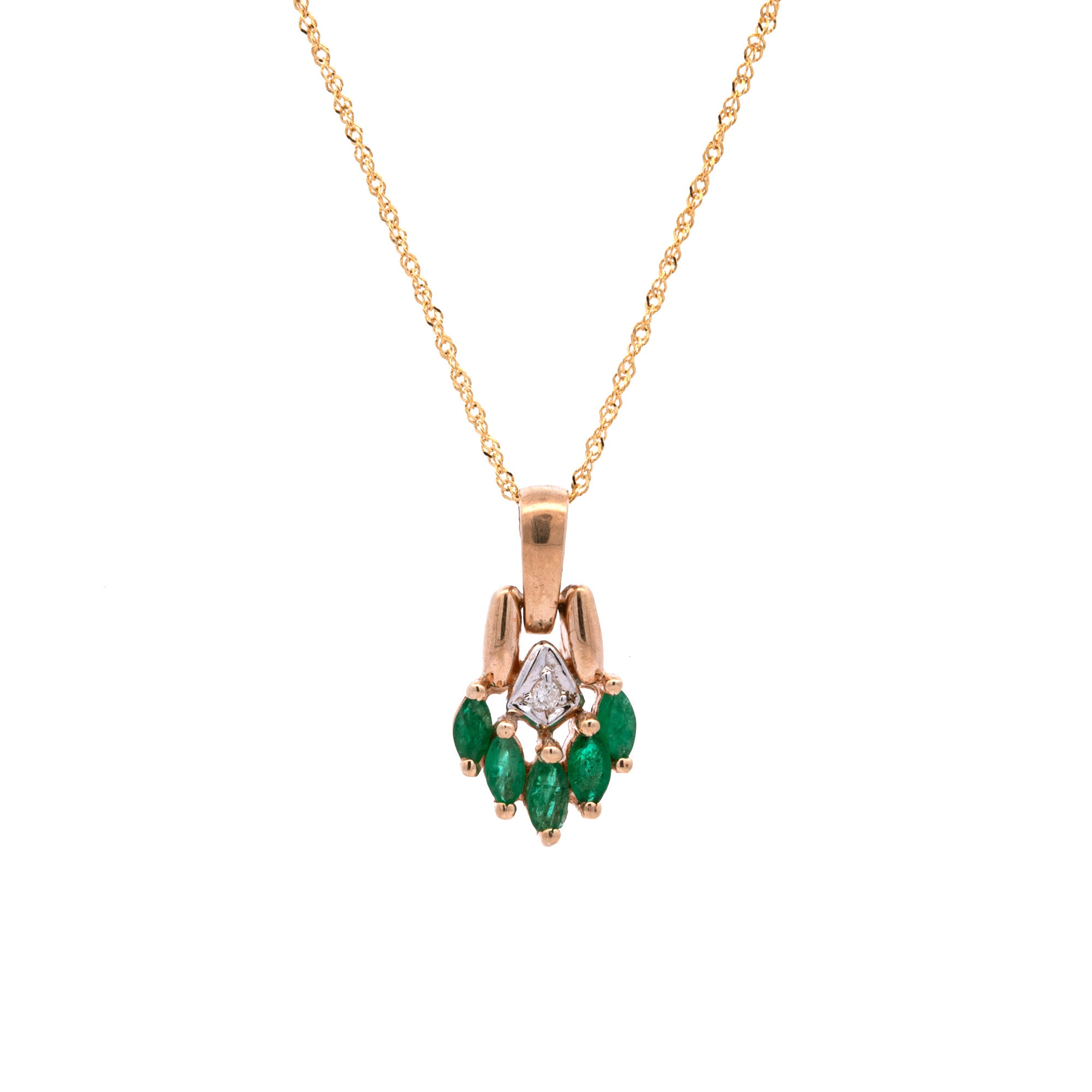 14k Gold Emerald And deals Diamond Pendant