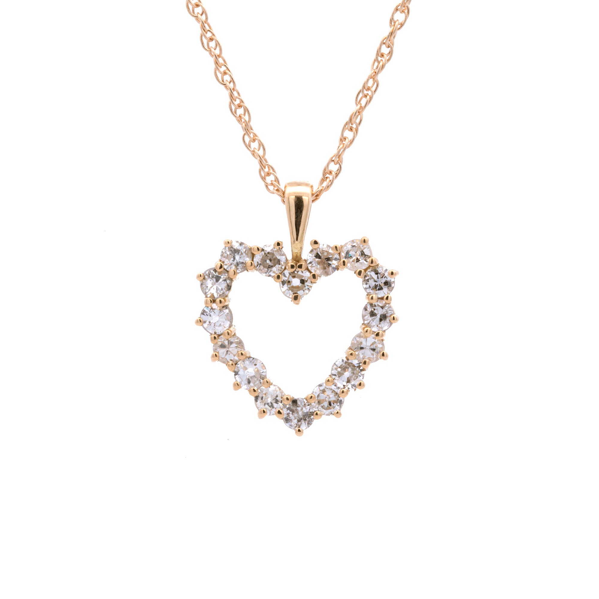 Custom 18K Yellow Gold Old Mine Cut Diamond Heart Pendant With 2mm Dia –  Ferro Jewelers