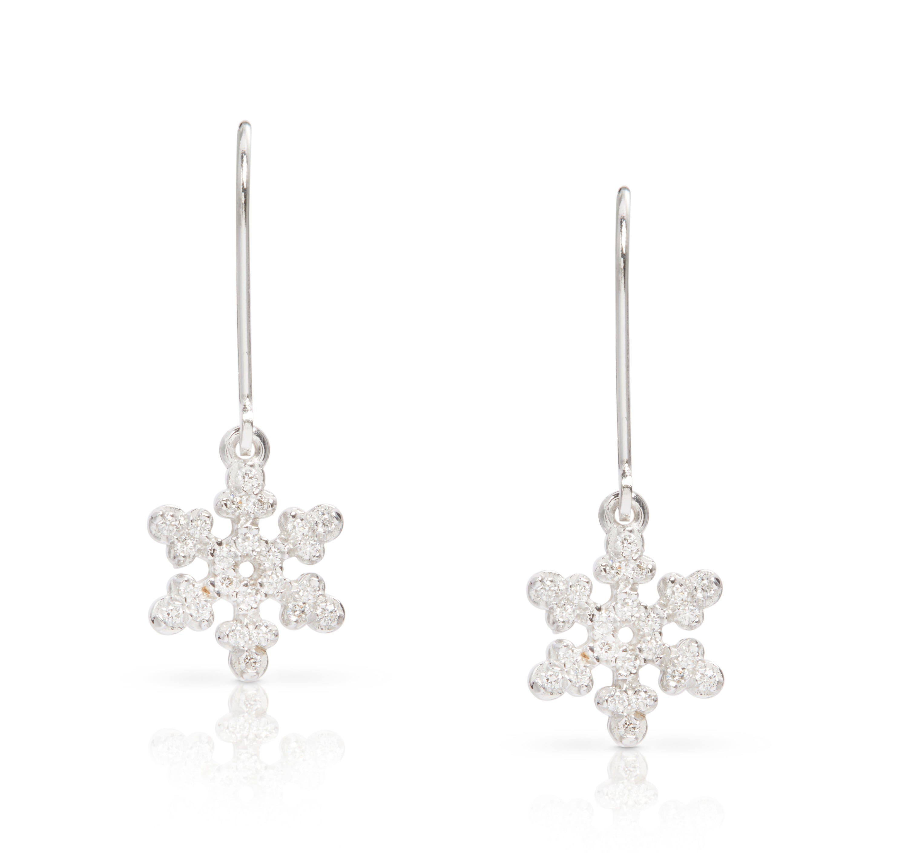 14k white gold diamond snowflake earrings Clearance