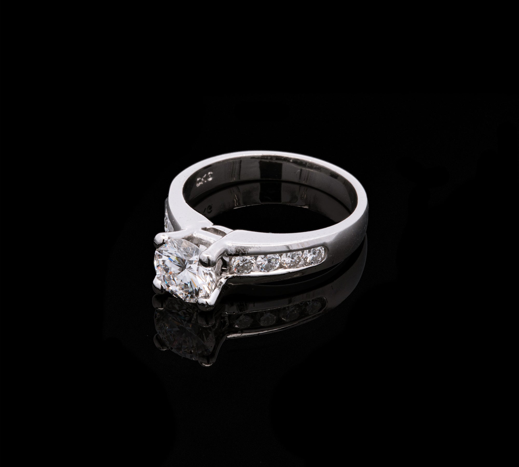Platinum Diamond Engagement Ring With Channel Set Half Eternity Band