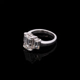 Platinum Three Stone Emerald Cut Diamond Ring