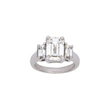 Platinum Three Stone Emerald Cut Diamond Ring