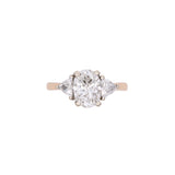 14K Yellow And White Gold Oval And Trillion Diamond Ring