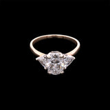 14K Yellow And White Gold Oval And Trillion Diamond Ring