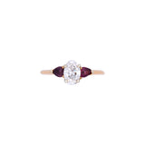 14K Yellow Gold Oval Diamond And Ruby Ring
