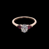 14K Yellow Gold Oval Diamond And Ruby Ring