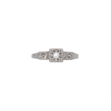 14K White Gold Art Deco Diamond Engagement Ring