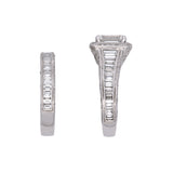 18K White Gold Emerald Cut Diamond Ring And Wedding Band Set
