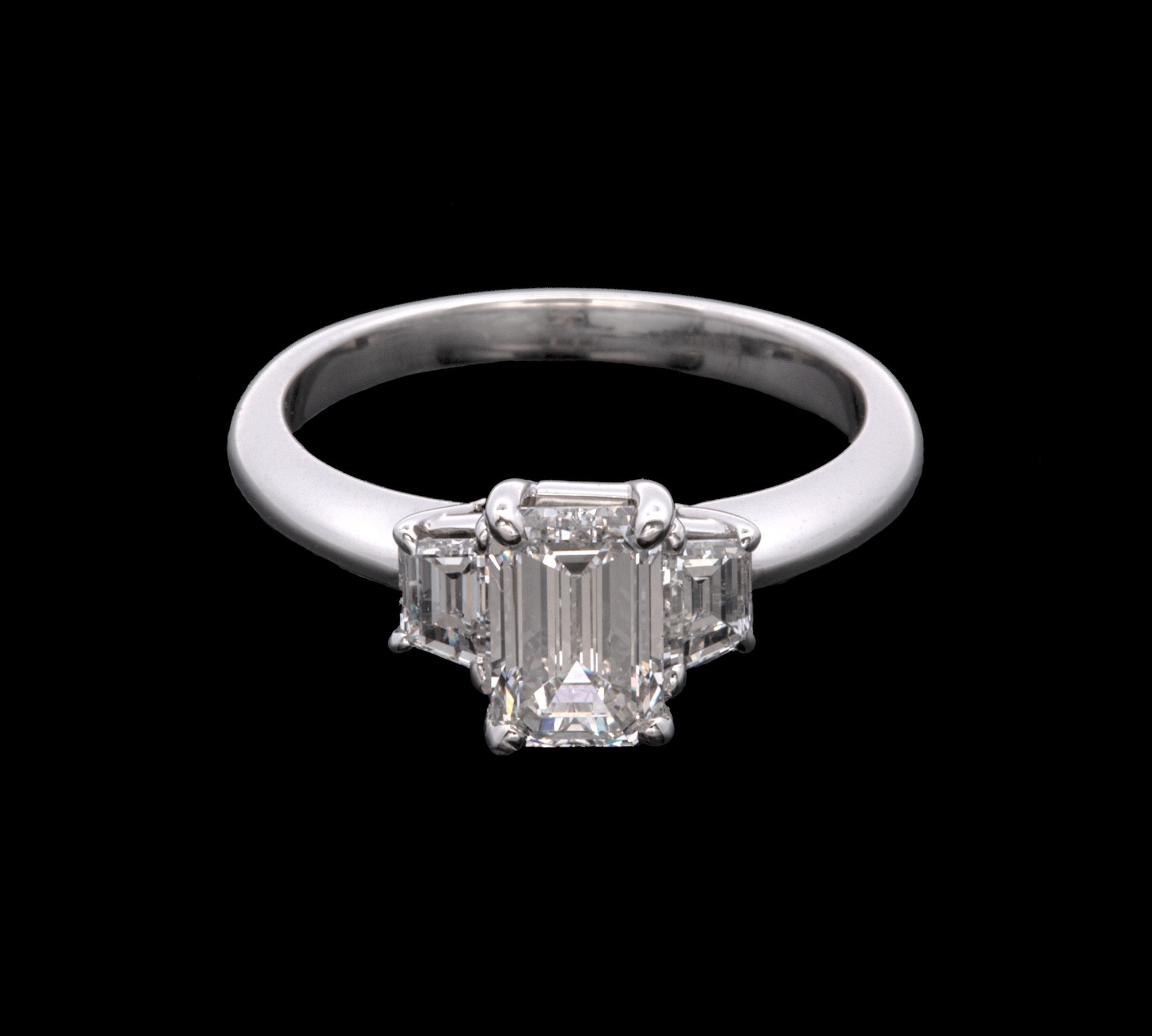 Platinum Emerald Cut Diamond Ring