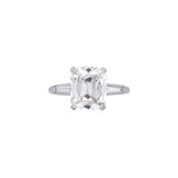 Platinum Art Deco Cushion Cut Diamond Ring With Tapered Baguette Diamonds