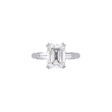 Platinum 3.02ctw Emerald Cut Diamond Engagement Ring With Tapered Baguettes