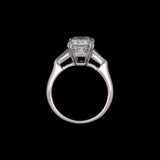 Platinum 3.02ctw Emerald Cut Diamond Engagement Ring With Tapered Baguettes