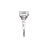 Platinum 3.02ctw Emerald Cut Diamond Engagement Ring With Tapered Baguettes