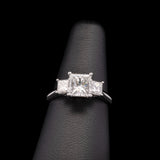 Platinum Three Stone 2.11ctw Princess Cut Diamond Engagement Ring