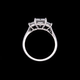 Platinum Three Stone 2.11ctw Princess Cut Diamond Engagement Ring