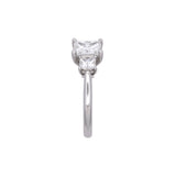 Platinum Three Stone 2.11ctw Princess Cut Diamond Engagement Ring