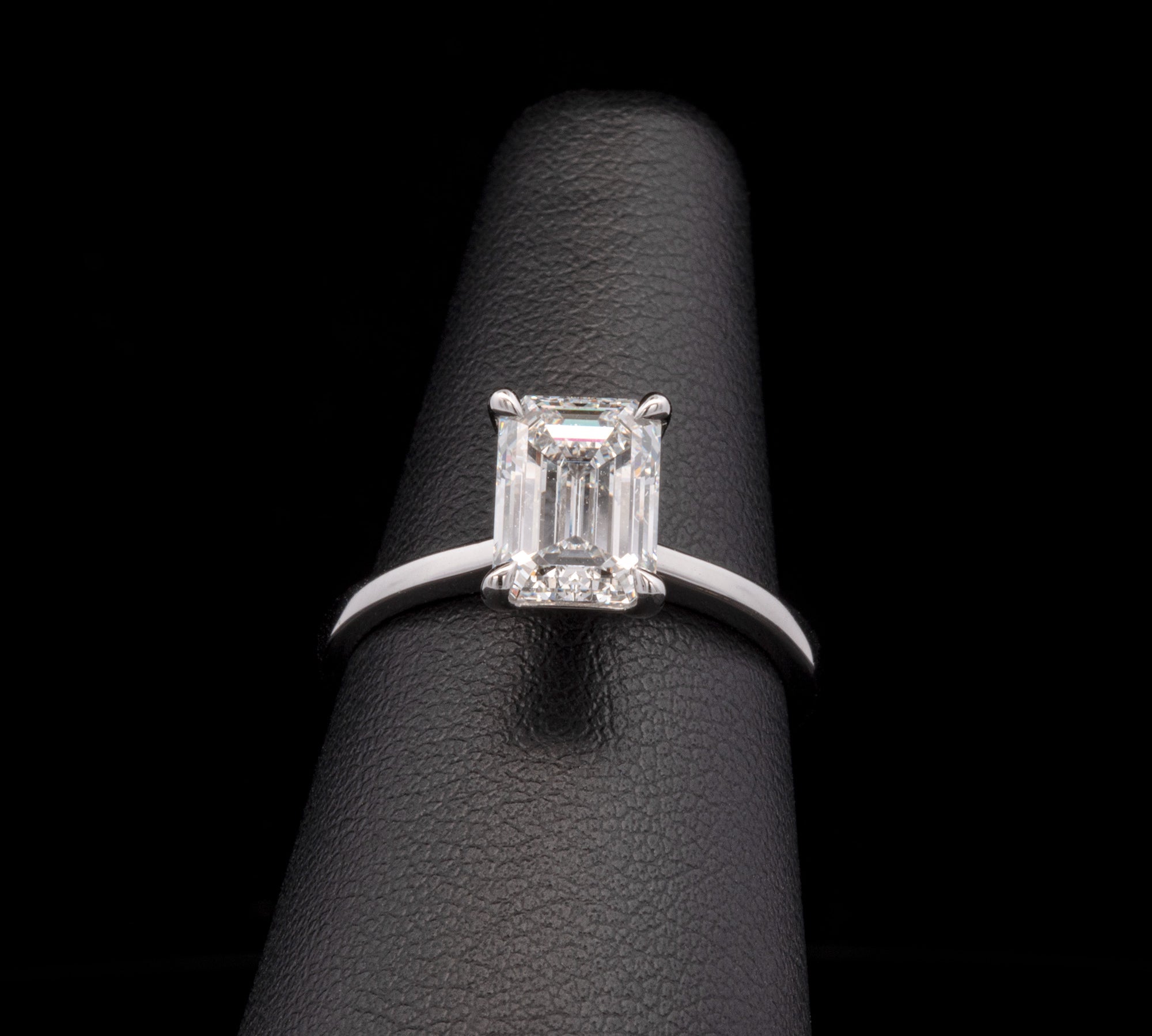 Platinum Emerald Cut Diamond Ring
