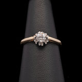 18K Yellow Gold And Platinum Scalloped Set Solitaire Old European Cut Diamond Ring