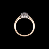 18K Yellow Gold And Platinum Scalloped Set Solitaire Old European Cut Diamond Ring