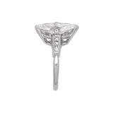 Platinum Marquise Diamond Ring With Channel Set French Cut Accent Diamonds, Circa 1950