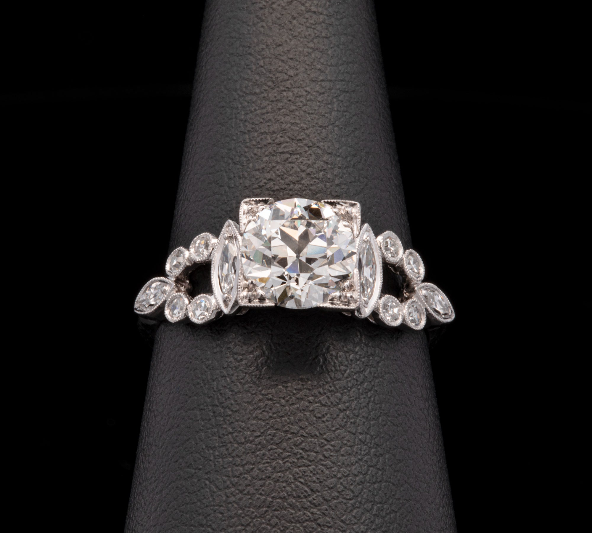 Platinum Diamond Square Box Set Art Deco Engagement Ring