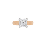 18K Yellow Gold And Platinum Princess Cut Diamond Ring