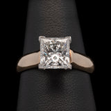 18K Yellow Gold And Platinum Princess Cut Diamond Ring