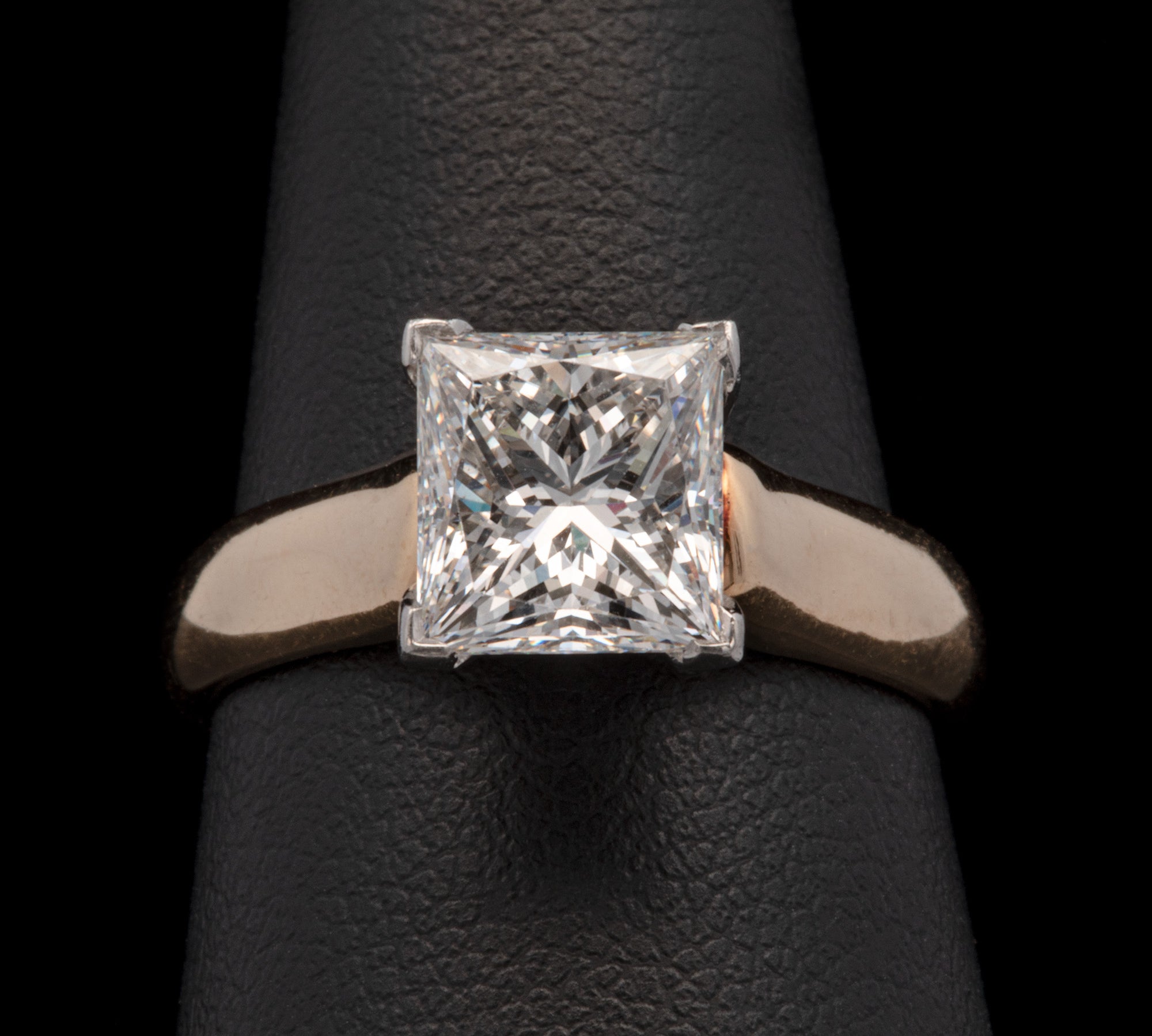 18K Yellow Gold And Platinum Princess Cut Diamond Ring