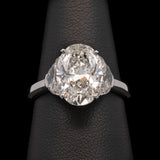 Platinum Oval Diamond "Cerro" Ring With Half Moon Side Diamonds