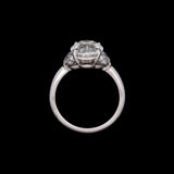Platinum Oval Diamond "Cerro" Ring With Half Moon Side Diamonds