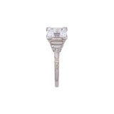 Platinum Art Deco Chased Square Cut Diamond Ring