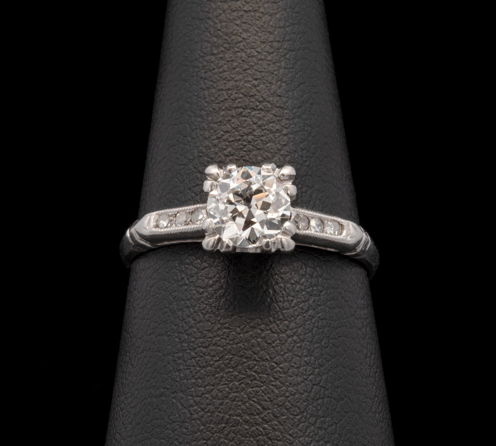 Platinum Old European Cut Diamond Engagement Ring