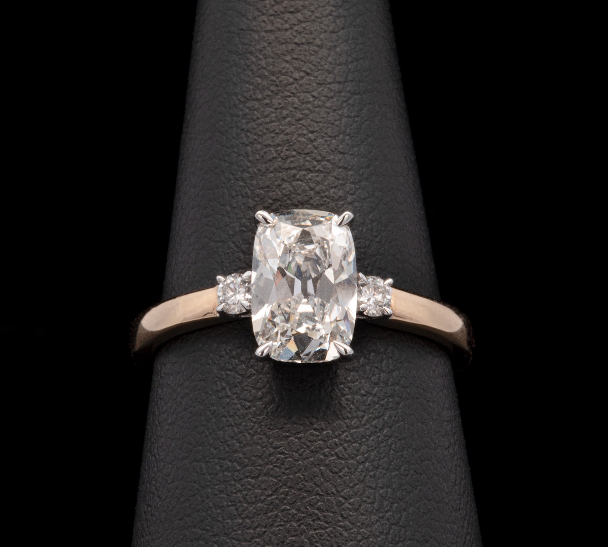 18K Yellow Gold Old Mine Cut Diamond Engagement Ring
