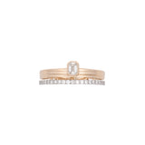 14K Yellow Gold Bezel Set Emerald Cut Diamond Ring With Half Eternity Band