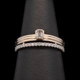 14K Yellow Gold Bezel Set Emerald Cut Diamond Ring With Half Eternity Band