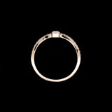 14K Yellow Gold Bezel Set Emerald Cut Diamond Ring With Half Eternity Band
