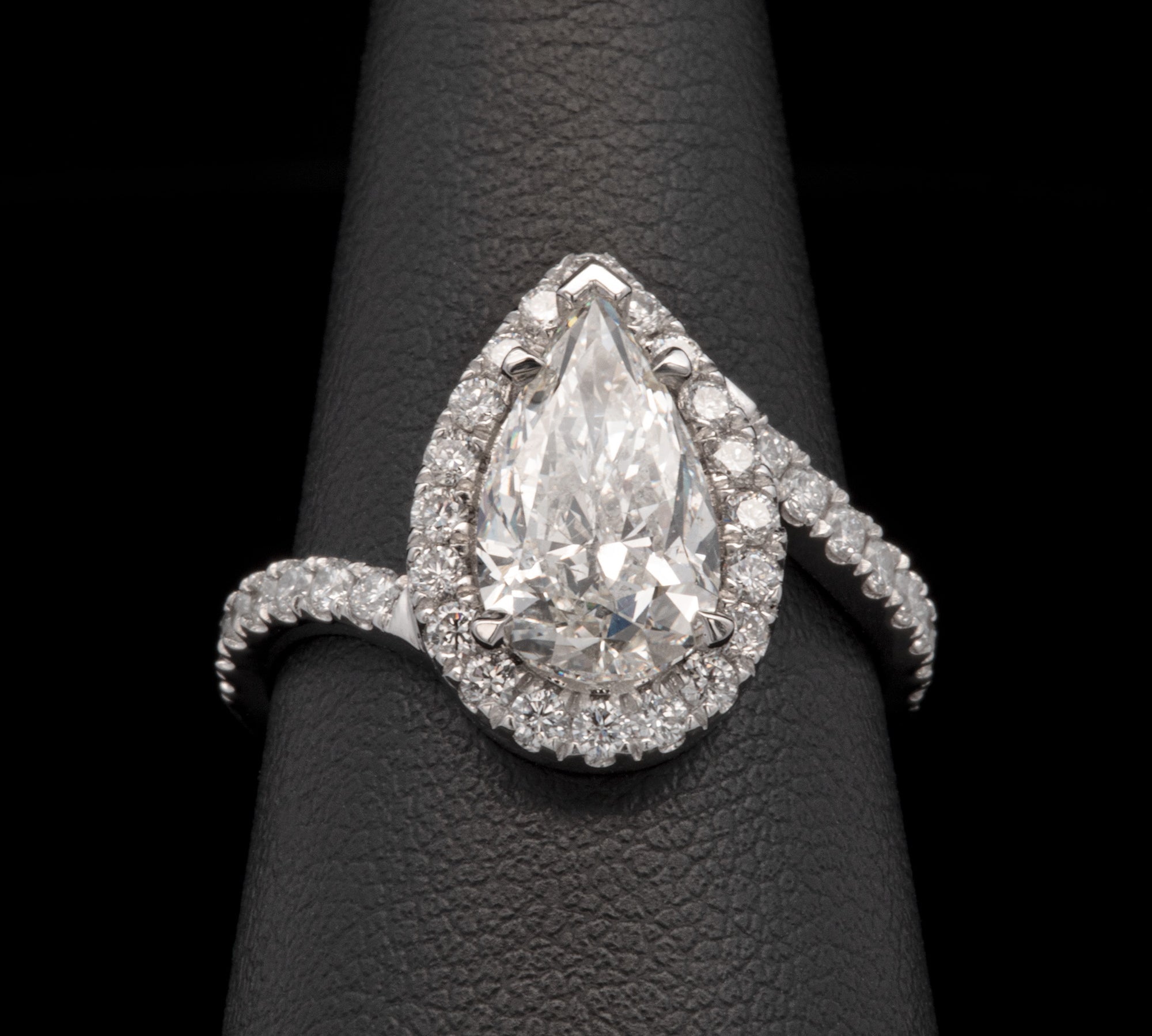 Platinum Pear Shaped Diamond Halo Ring