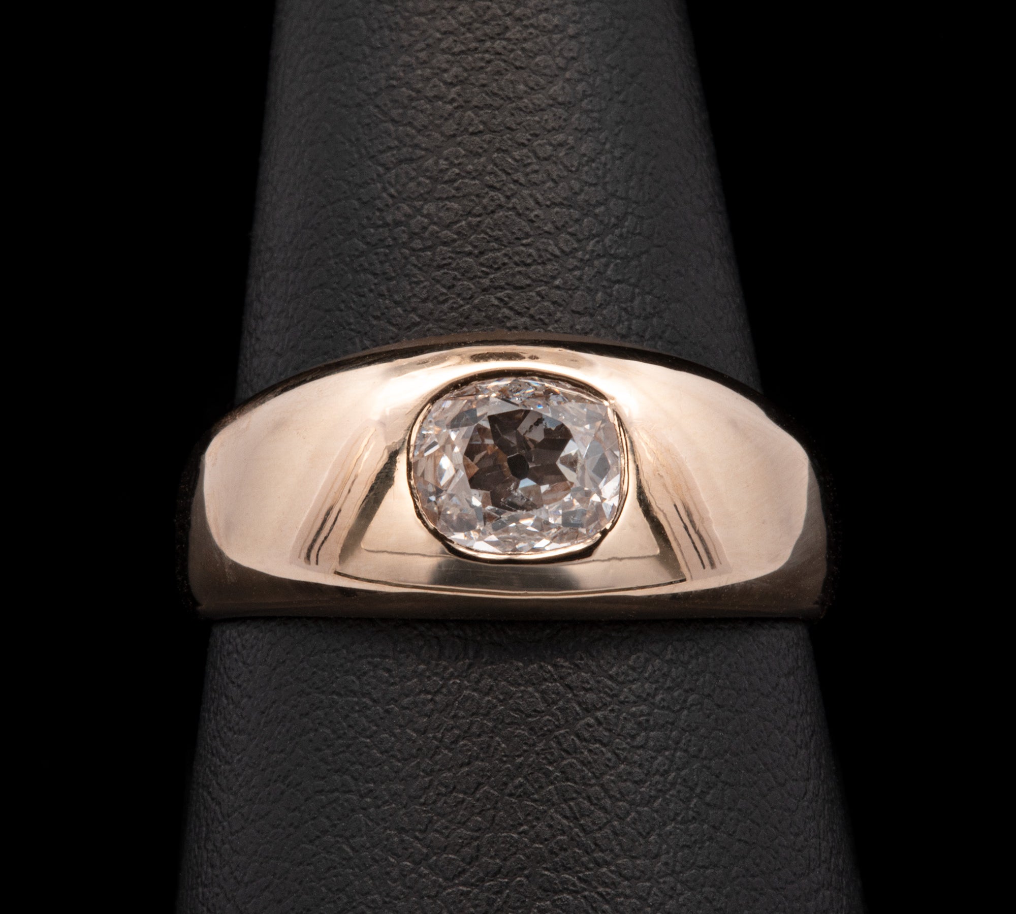 18K Yellow Gold Gypsy Set Old Mine Cut Diamond Ring