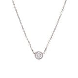 14K White Gold Bezel Set 0.40ctw Diamond Necklace, 16 Inches