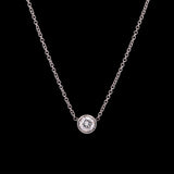 14K White Gold Bezel Set 0.40ctw Diamond Necklace, 16 Inches