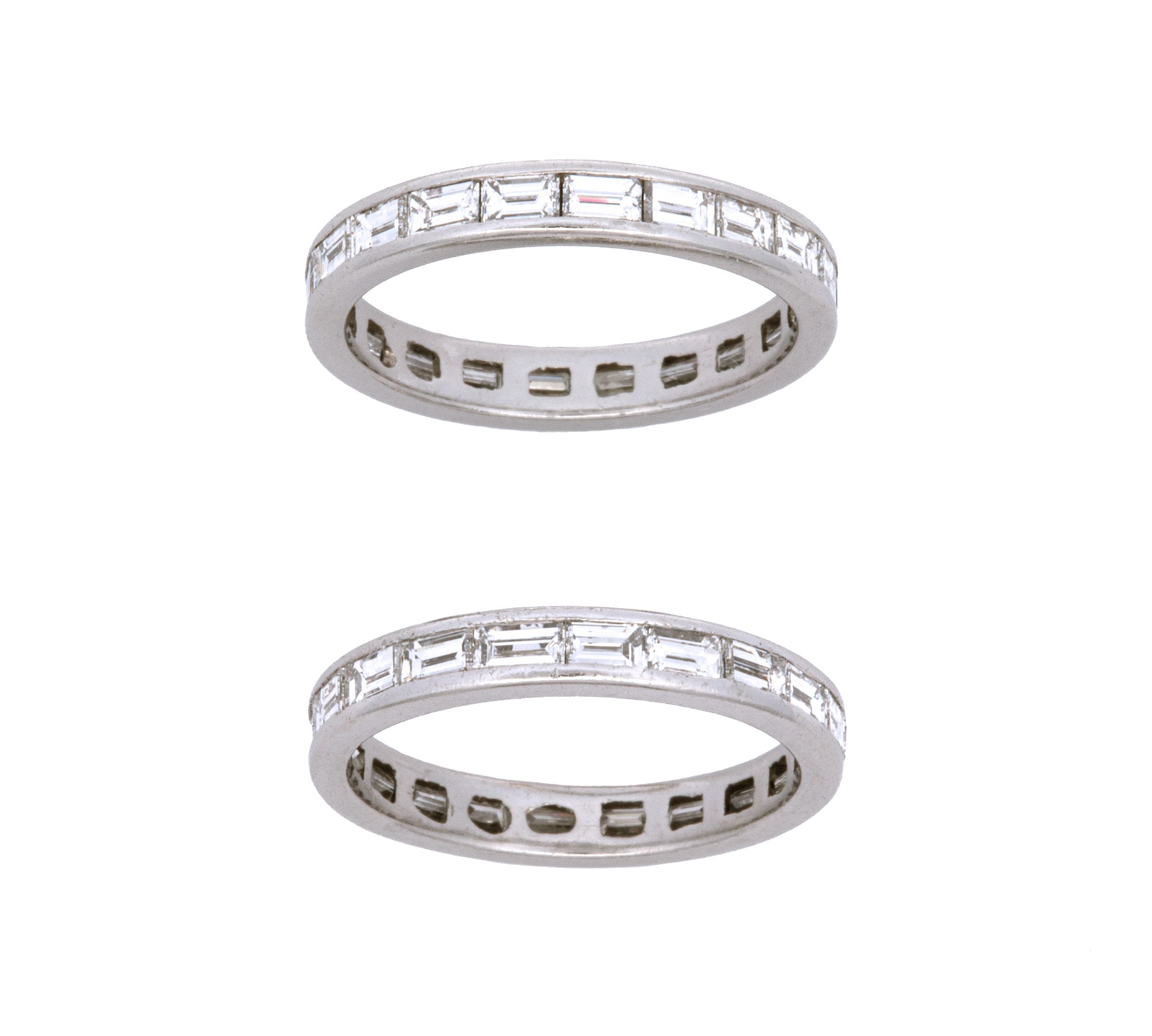 Platinum Set Of Two Baguette Diamond Eternity Bands