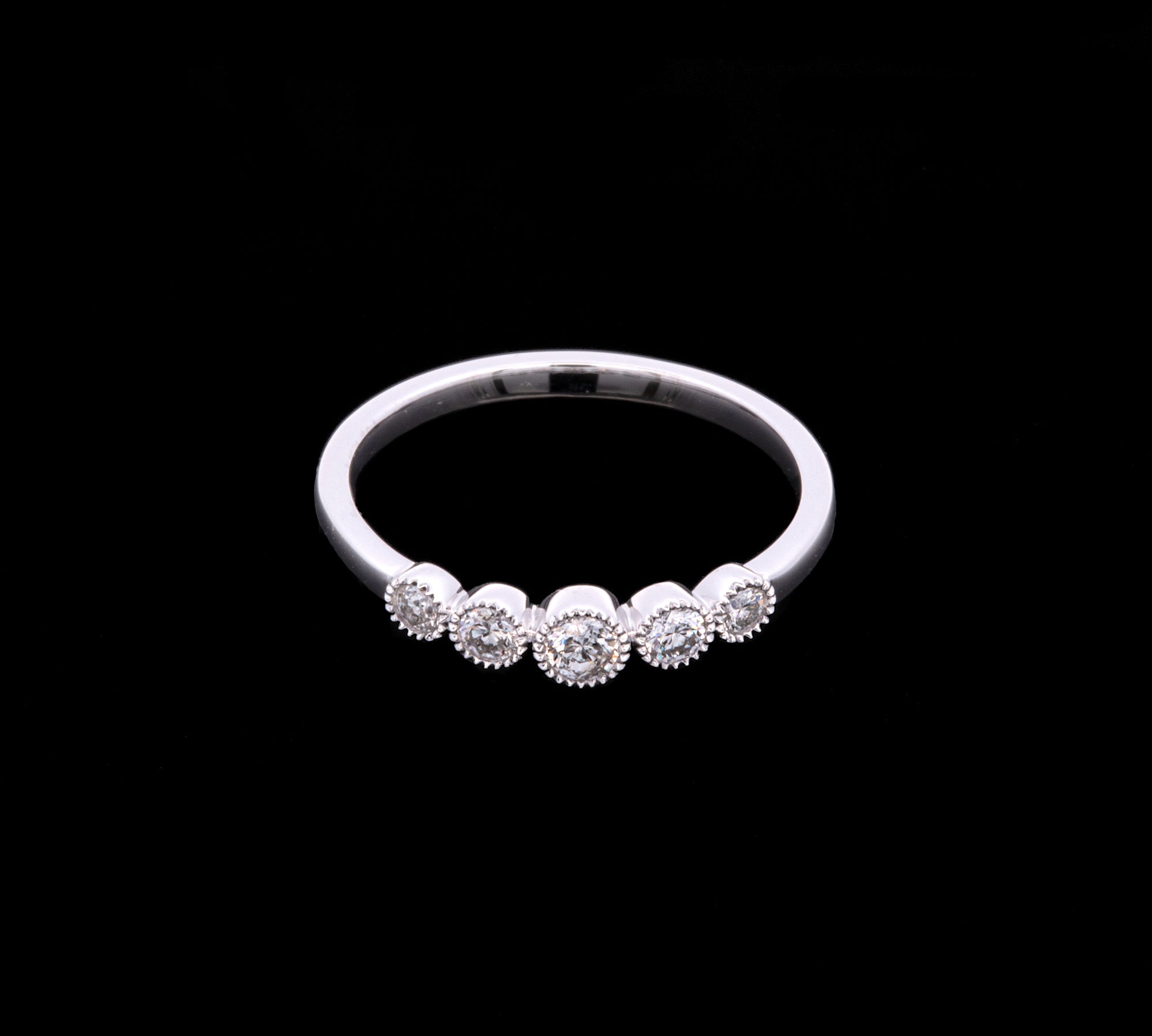 14K White Gold Five Stone Graduated Diamond Ring