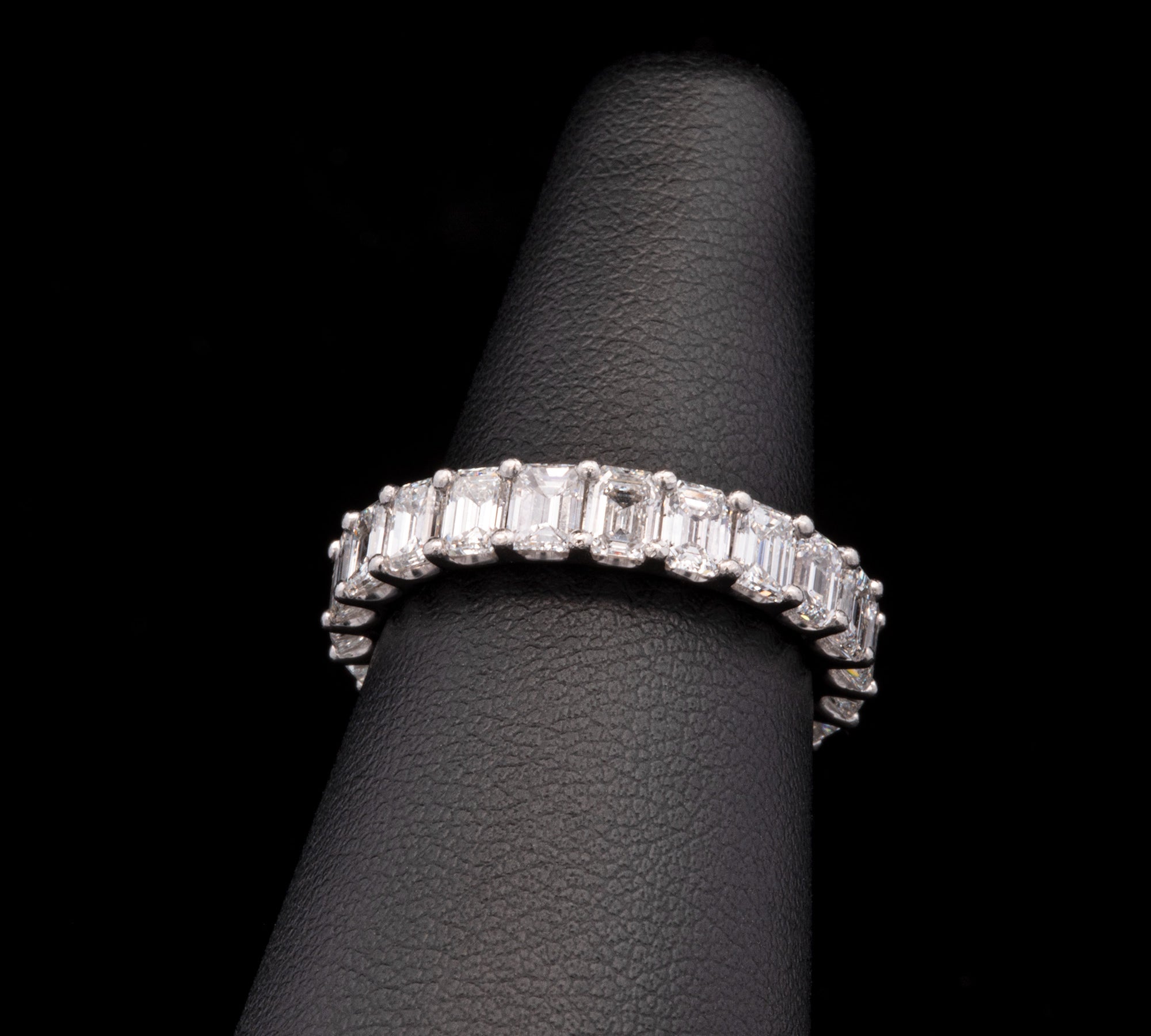 Platinum Emerald Cut 4.14ctw Diamond Eternity Band