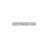 18K White Gold Bezel Set Baguette And Princess Cut Nine Stone Diamond Ring