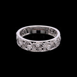 18K White Gold Wide Diamond Leaf Band