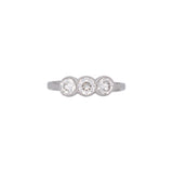 18K White Gold Bezel Set Three Stone 1.00ctw Diamond Ring