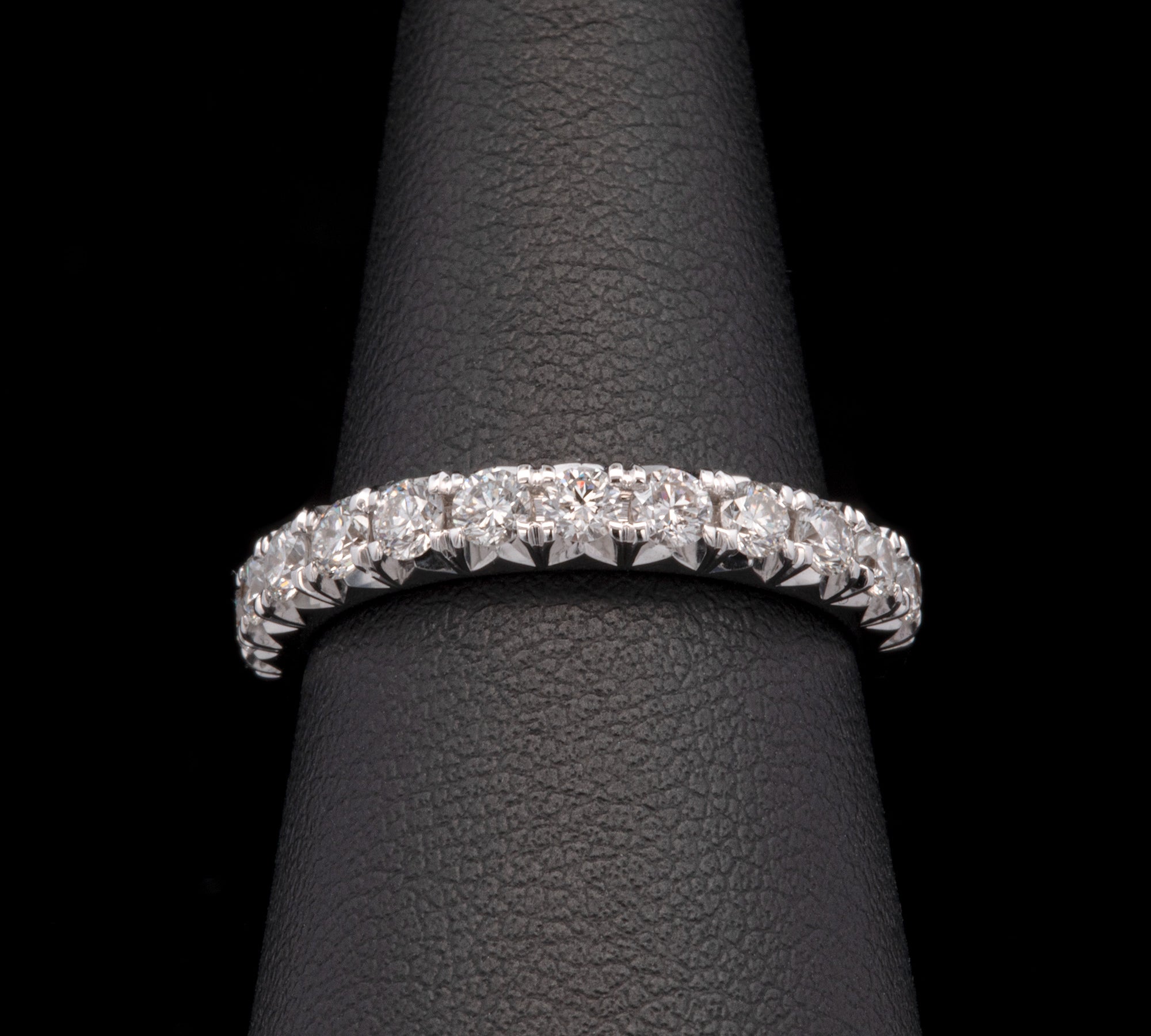 14K White Gold 0.78ctw Diamond Half Eternity Band.