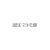 14K White Gold Alternating Baguette And Round Diamond Band