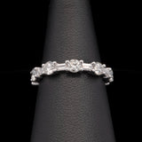 14K White Gold Alternating Baguette And Round Diamond Band