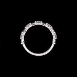 14K White Gold Alternating Baguette And Round Diamond Band